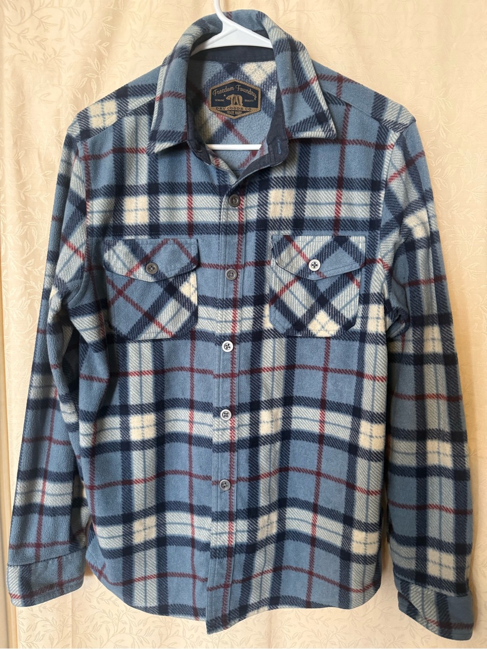 Freedom Foundry Flannel, Men’s Small Blue Plaid Fleece Button Down Shirt